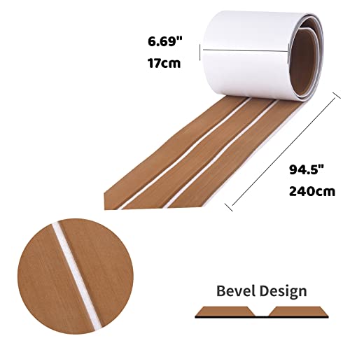 SenMore Boat Flooring Teak EVA Foam Faux Self-adhesive Non-slip Teak Decorative Board, Used for Yacht Kayak Sailing RV Marine floor Mat,240x17cm - Image 2