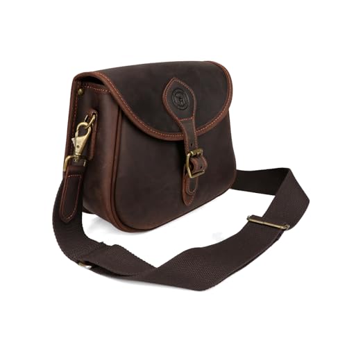 TOURBON Leather Cartridge Bag 12GA 20GA 16GA 28GA Shotgun Shell Holder Bag for Skeet Trap Sporting Clay SHooting