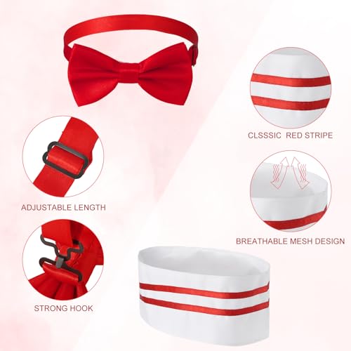 Disfraz Completo Kit Camarero 1950s con Delantal Rojo y Blanco miniatura 4
