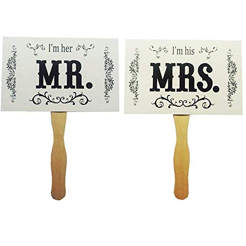 TRIXES Mr & Mrs Right Objetos de Escena de Cartón Blanco Decoración para Boda