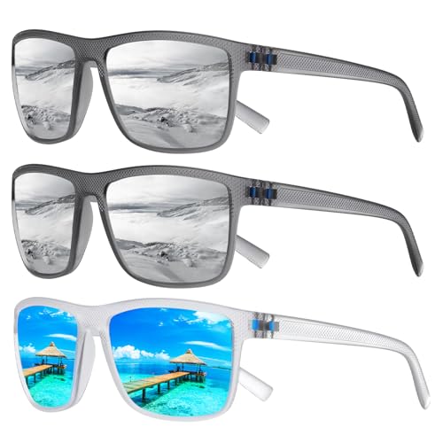 Image of Square Polarized Sunglasses for Men and Women Lightweight Frame Sun Glasses with UV Protection