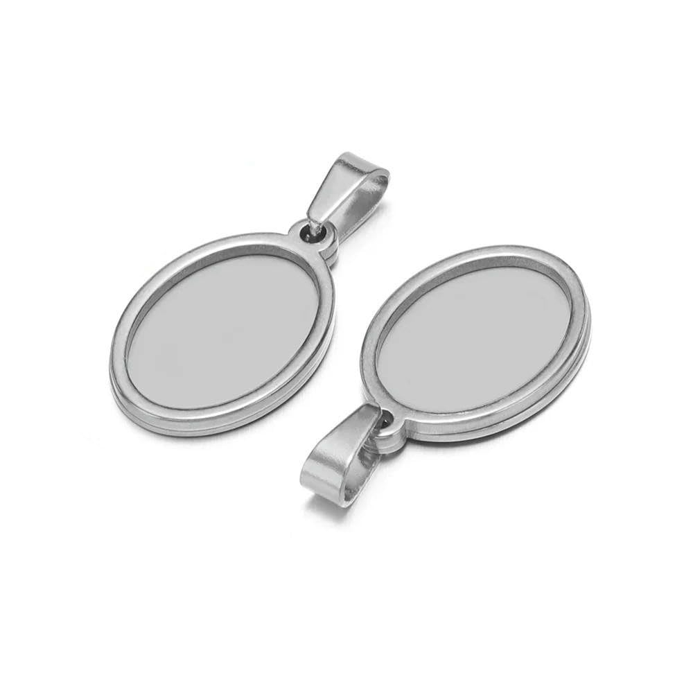 TPIONEER 5pc/lot Stainless Steel Cabochon Cameo Bracelet Charms ForJewelry Making Necklace Pendants Findings Bases Tray Blank Diy Bezel