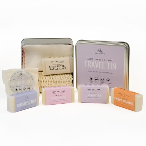 Shampooing solide et mini savons naturels avec boîte de voyage écologique