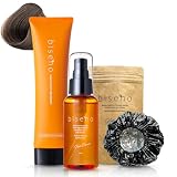 biseno 白髪ケア しっかり染めて きれい続く 3点セット アッシュブラウン ヘアカラートリートメント アルミヘアキャップ ヘアエッセンス オイル ジアミンフリー レディース メンズ 植物由来