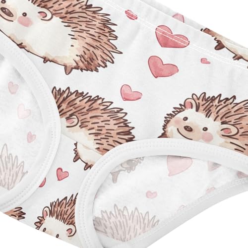 Wusikd Cute Hedgehogs Girls' Underwear Cotton Hearts Girls Briefs Soft Toddler Underwear 2T4