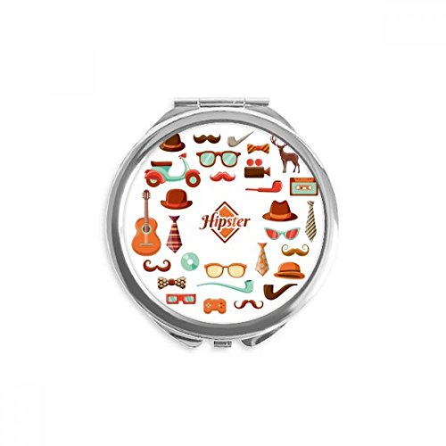 Miroir rond de poche guitare fresh food multicolore et extra plat de 0.3 pouce