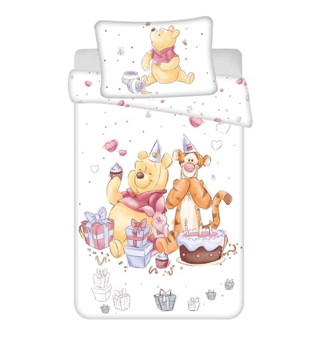 Jerry Fabrics Winnie Puuh Bettwäsche-Set für Kinderbett, Bettbezug 100 x 135 cm + Kissenbezug 40 x 60 cm, 100 % Baumwolle, weiches Bettwäsche-Set...