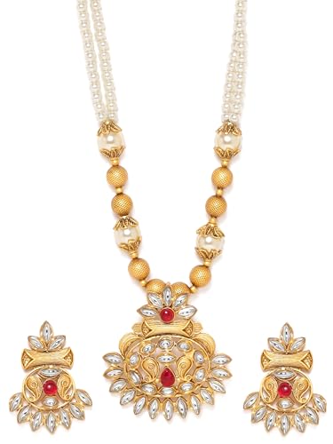 Image of Rubans Necklace Set Gold Plated Traditional Jewellery Gift for Women & Girls