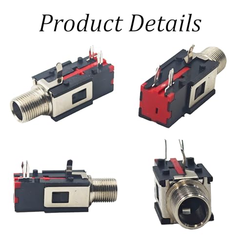 4Pcs 6.35mm 1/4 pulg conector hembra de auriculares miniatura 3