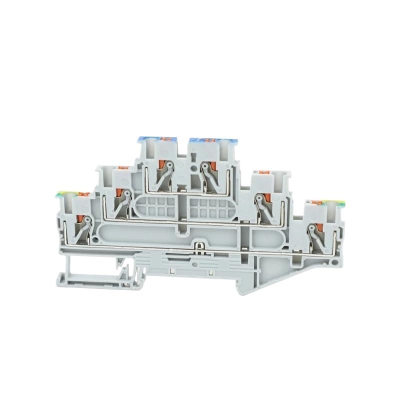 Morsettiera su guida a 3 livelli PT2.5-PE/L/N da 10 pezzi | Connettore di protezione elettrica da 2,5 mm² di messa a terra modulare push-in dello strato inferiore(Plug-in Bridge)