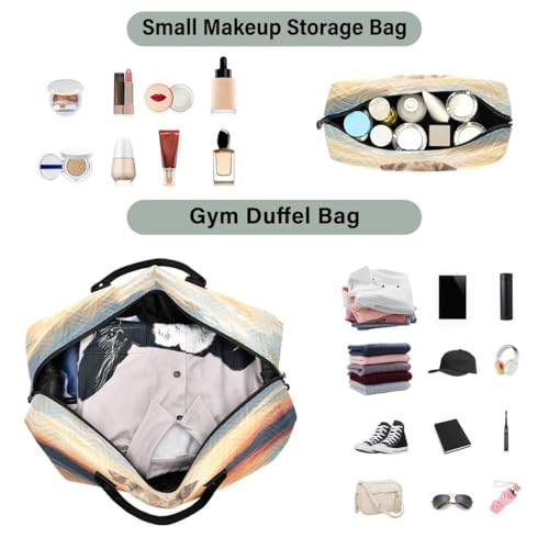 Golden Dog Sun Lake Leaf Travel Duffle Bag Gym Bag Weekender Bags with Toiletry Bag Travel Trip Tote Bag4