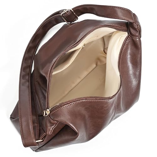Image of Fozehlad Vegan Leather Hobo Bags for Women | Black Purse Brown Purse Waterproof Slouchy Shoulder Tote Bag for Work Daily