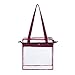 BAGAIL Clear Bags 12x6x12 Stadium Approved Clear Tote Bag with Zipper Closure Crossbody Shoulder Bag with Adjustable Strap(Burgundy)