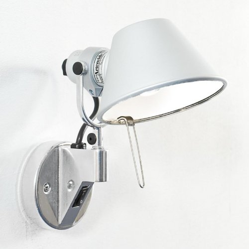 Toloméo Micro Faretto   Aplique de pared aluminio anodizado pulido con interruptor