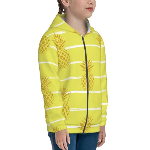 Gold Pineapple Kid Hoodies Boys Zip Up Sweatshirts Girls Pullover with Pocket4