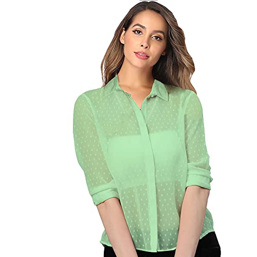 Image of Armenian Women Poly Georgette Dobby Textured Fabric Blouse Sleeve Office Lady Shirt Women Tops