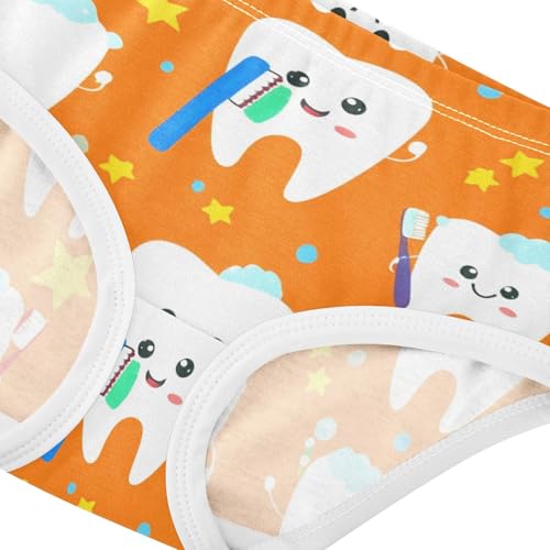 Cute Cartoon Happy Teeth Orange Little Girl Panties Toddler Girls Underwear Cotton Durable Briefs Undies Kids 2t4