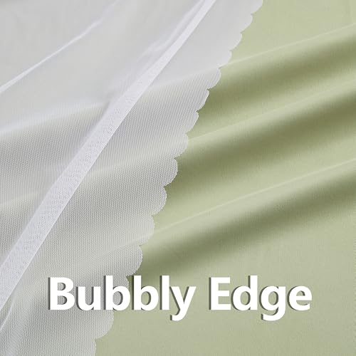 Image of Bujasso Sage Green 90% Blackout Curtains with Sheer Overlay Mix and Match Double Layer Thermal Insulated Window Panels 63 inch Living Room Bedroom Green Drapes with Tiebacks Grommet Top 37 inch Wx63 Lx2