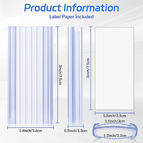 Shelf Label Holder 100 Pcs, Basket Labels Clip On, Shelf Labels for Storage Bins Labels, Wire Shelf Clips with Label Paper Inserts, Merchandise Sign Display Holder, Compatible with 1-1/4 Inch Shelve