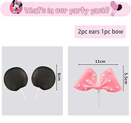 Pink Mouse Cake Topper Bow And Ears Party Supplies Decorations For Baby Girls Birthday #TOP1