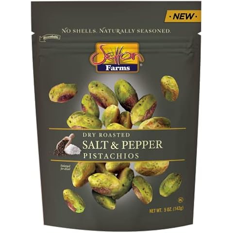 Setton Farms Naturally Seasoned Pistachio Kernels, Salt and Pepper, No Shell Pistachios, Certified Non-GMO, Gluten Free, Vegan and Kosher, 5 oz Resealable Pouch Cover