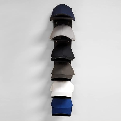 Miniatura 5 de OnDisplay Exhibidor acrílico de lujo para gorras, organizador de gorra de béisbol montado en la pared (negro mat