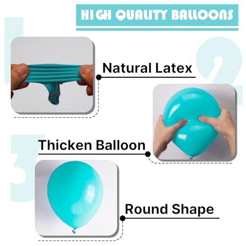 PartyWoo Teal Balloons 100pcs 12 Inch Turquoise Dark Teal Latex Balloons for Baby Shower Wedding Anniversary Gender Reveal Graduation Mermaid Birthday Pool Bachelorette Party Decorations Blue-Y69 - Thumbnail 7