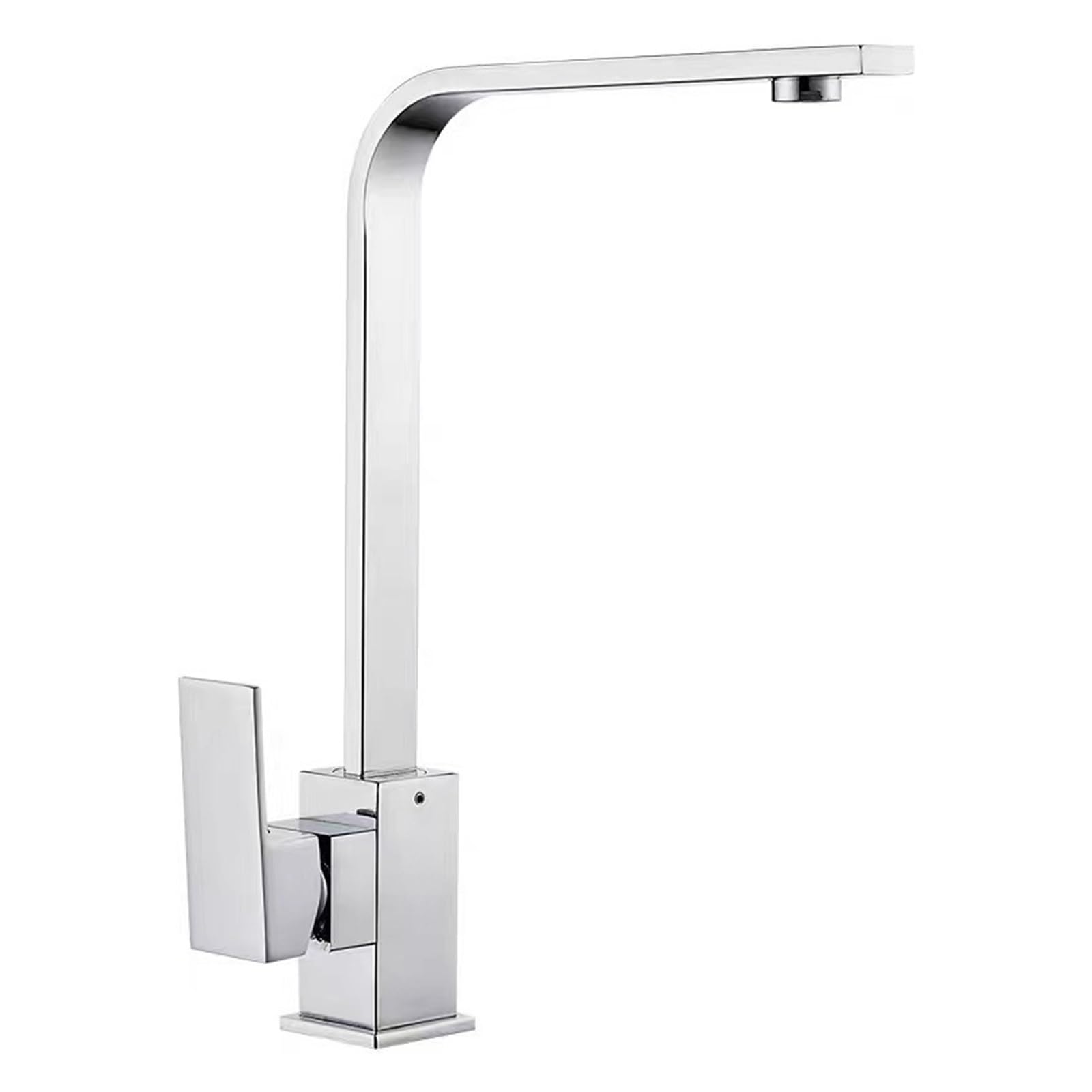 Robinet d'évier design chromé brillant, mitigeur mural monotrou orientable haut de gamme