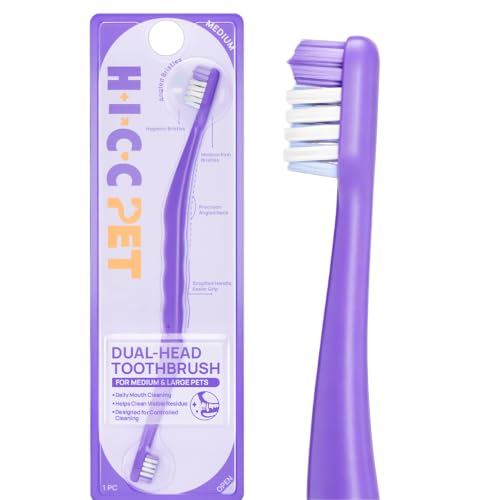 HICC PET Dual-Head Toothbrush for Dogs & Large Cats, Easy Teeth Cleaning