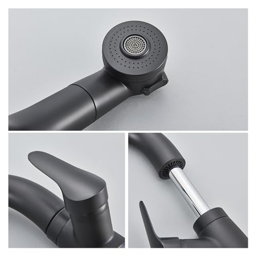 Mitigeur d'évier rotatif à 360 degrés avec douchette extractible et commande chaud-froid - 5
