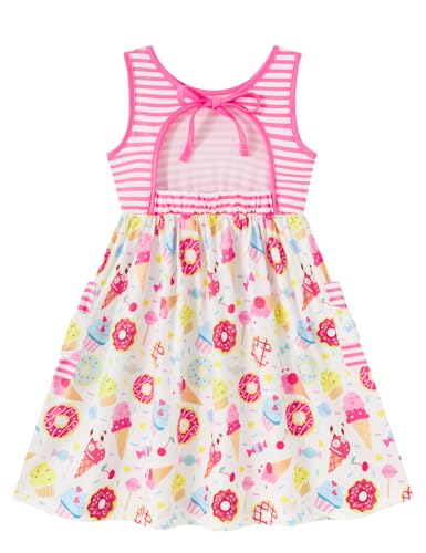 Vieille Girls Dresses 4T 5T with Pockets Summer Donuts Dresses for Girls Hollow Tie Back Sundress — view 6