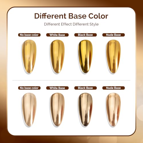 Image of MelodySusie 2Pcs Chrome Nail Powder for Gel Nails,Metallic Mirror Effect Pigment Stylish and Technological Fine Glitter for Home DIY Salon Use
