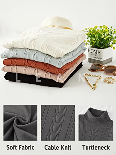 Image of LEANI Womens 2025 Turtleneck Sweaters Cable Knit Long Sleeve Pullover Sweater Jumper