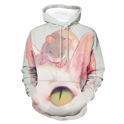 Pullover chat blanc avec capuche le cadeau parfait pour homme et femme