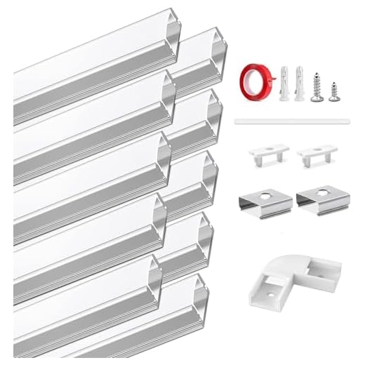 HOMMAND 10 förpackningar 1m / 3.3ft LED aluminiumkanal, LED Strip Channel och diffusor, LED Strip Cover med ändkåpor, monteringsclips och tejp, LED aluminiumprofil 10m (U-form)