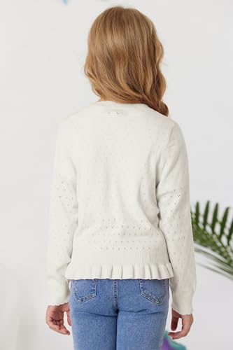 GRACE KARIN Girls Long Sleeve Cardigan Sweater Girls Button Closure Knitted Cable Cardigan 5-12Y4