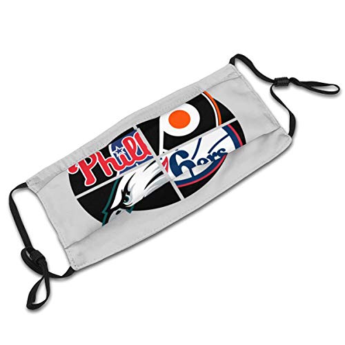 Face Mask Bandana Scarf Philadelphia Sports Teams Reusable with Filters Mouth Scarf Washable Earloop Protection Black