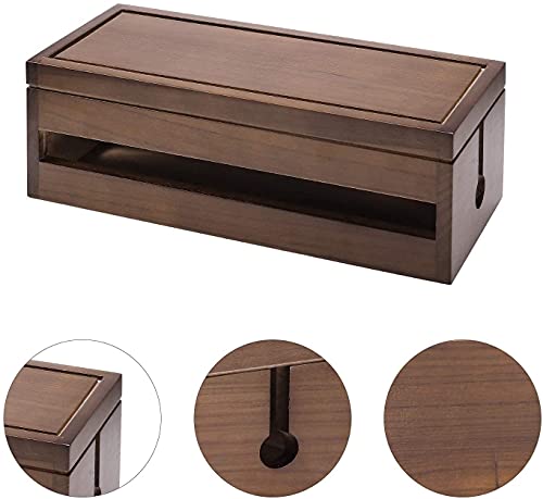 Image of White Whale you think, we bring Cable Management Box Wooden Cord Organizer Box for Extension Cord Power Stripe Surge Protector Wire Management Concealer Organizer Cover Hider for Desktop Home