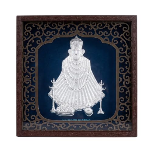 Image of Silver Plating Khatu Shyam Frame | Divine Home Decor | Wall Mount SquareFrame for Gift, Wooden PhotoFrame for Temple, OfficeDecor, Wedding, Festival Gifting | hangingframe (6.50x6.50 Inch)