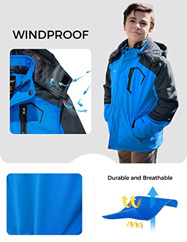 wantdo Boys' Waterproof Ski Jackets Puffer Coats Outerwear Snow Coats Blue 84