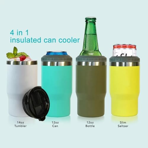 Gteller 4-in-1 Edelstahl-Dosen-/Flaschen-Isolator, 400 ml, Zwei-Wege-Deckel, SUS-isolierter Dosenkühler, Bierflaschenhalter (grau) – Ansicht 4