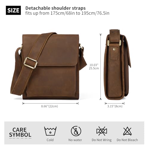 Image of Augus Mens Leather Crossbody Messenger Bag for Work Travel Daily Casual