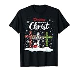 Christmas Begins With Christ Snowman Christian Cross Xmas T-Shirt