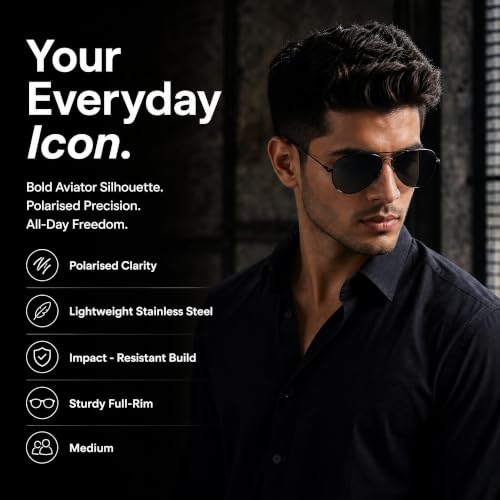 Image of Vincent Chase Eyewear By Lenskart | Full Rim Pilot Sunglasses| Polarized And 100% Uv Protected | Men & Women