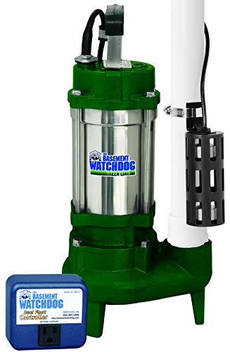 THE BASEMENT WATCHDOG Model BWSS100 1 HP 6,540 GPH at 0 ft. and 4,400 GPH at 10 ft. Cast Iron / Stainless Steel Submersible Sump Pump with Caged Dual Micro Reed Float Switch