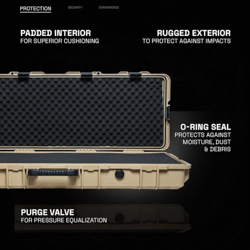 GRITR 39" Tactical Hard Rifle Case with Foam Padding - TSA Approved Gun Travel Case for Rifles - IP67 Compliant Waterproof Dustproof Shockproof Gun Storage Accessory, Tan by GRITR - Image 3
