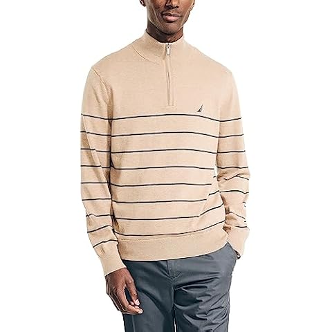 Nautica Men's Navtech Striped Quarter-Zip Sweater Cover