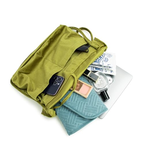 Image of Corduroy Tote Bag for Women Hobo Shoulder Bag Large Capacity Purse Shopper Travel Casual Green Handbag