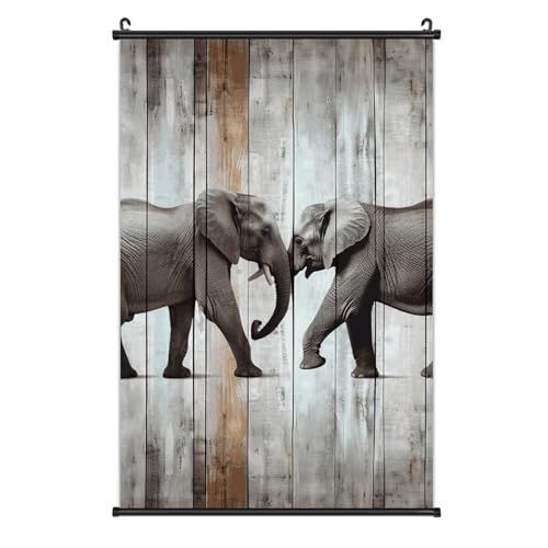Poster éléphant suspendu en bois pour sublimer votre décoration de salon