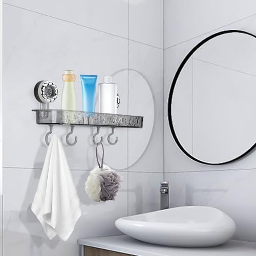 Panier de rangement ventouse en acrylique premium gris clair pour douche - 8